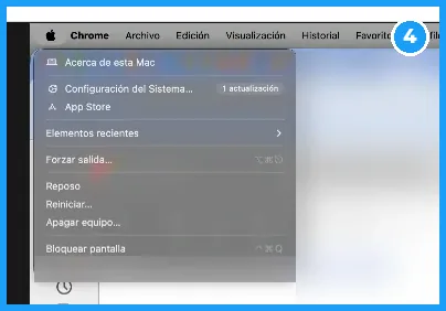 Menú Apple del Mac con Configuración del Sistema