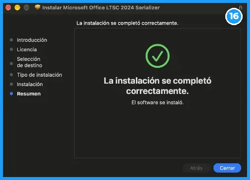 Instalador serializado completado correctamente
