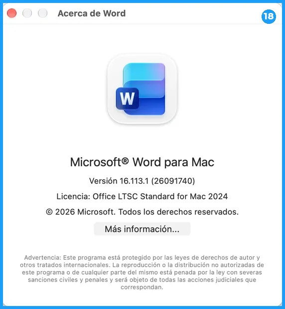 Acerca de Word con la licencia Office LTSC Standard for Mac 2024